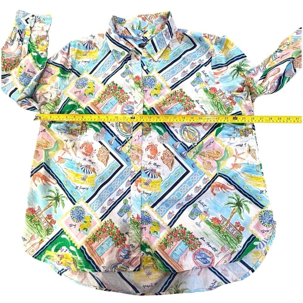 Talbots Plus 3X Modern Classic Cotton Shirt Summer Vista Vacation Resortwear EUC - Picture 5 of 16
